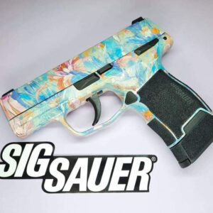 Custom Sig Sauer 9mm customized in Blue Floral for this pink gun and other pink guns collections. 