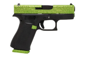 Glock 43X 9mm Pistol with Zombie Green Glitter Finish Slide and Baseplate