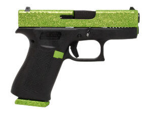 Glock 43X 9mm Pistol with Zombie Green Glitter Finish Slide and Baseplate