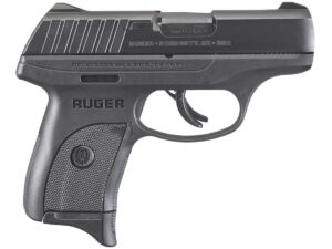 Ruger EC9s 9mm striker-fired pistol with a black alloy steel slide and integrated sights.