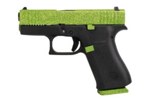 Glock 43X 9mm Pistol with Zombie Green Glitter Finish Slide and Baseplate