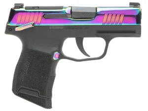 Right side view of the Rainbow Sig Sauer P365 .380 pistol