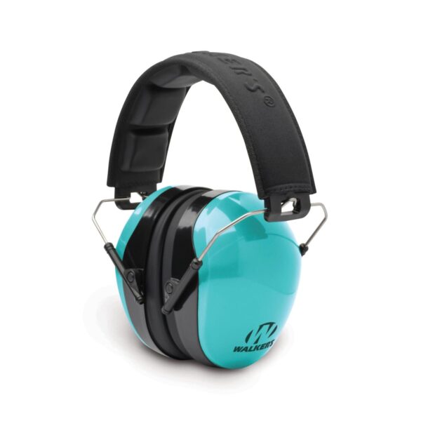 image of Walker's brand passive ear muffs an ear protection product. Featured in a light Sky Blue.