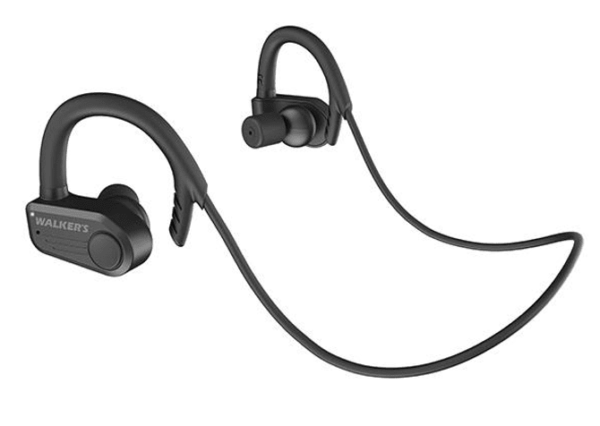 Front and left side angled view of the walker's atacs sport earbuds for in-ear protection. Image showcases inside of the ear piece and cord