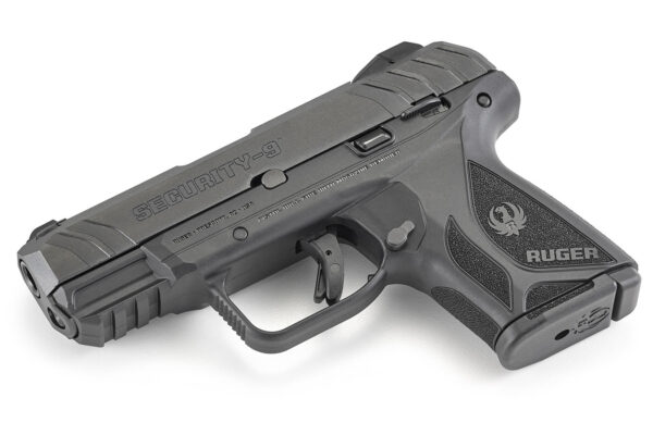 Top-down view of the Ruger Security-9 9mm compact pistol showing the barrel, slide, and overall build.