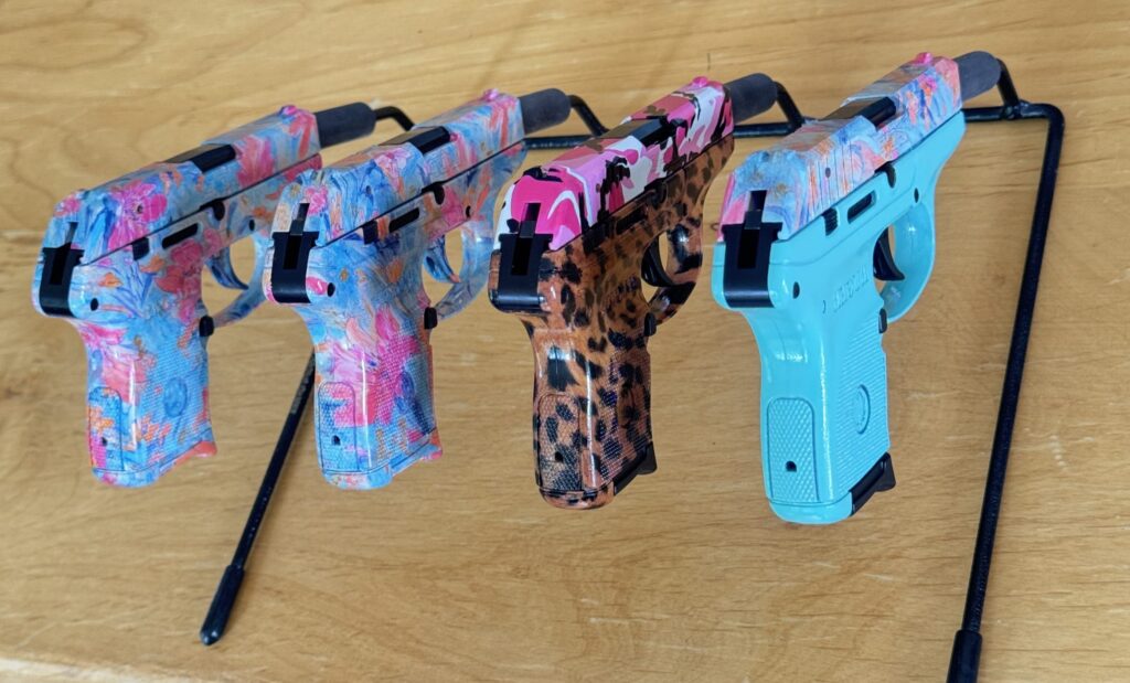 Customized firearms Tiffany blue cheetah print and Hello Kitty patterns available