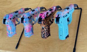 Customized firearms Tiffany blue cheetah print and Hello Kitty patterns available