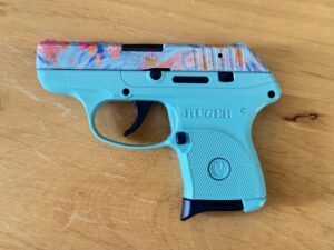 Tiffany Blue ruger lcp .380 pistol firearm with watermark floral flowers