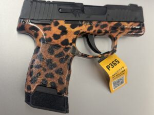 Cheetah print pistol gun by Pinkgun.com sig sauer P365 9mm